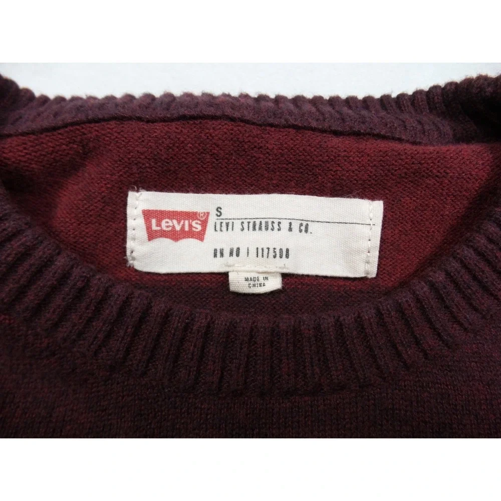 Levis Sweater Mens Size Small Red Striped Bent Crew Pullover‎ Stretch